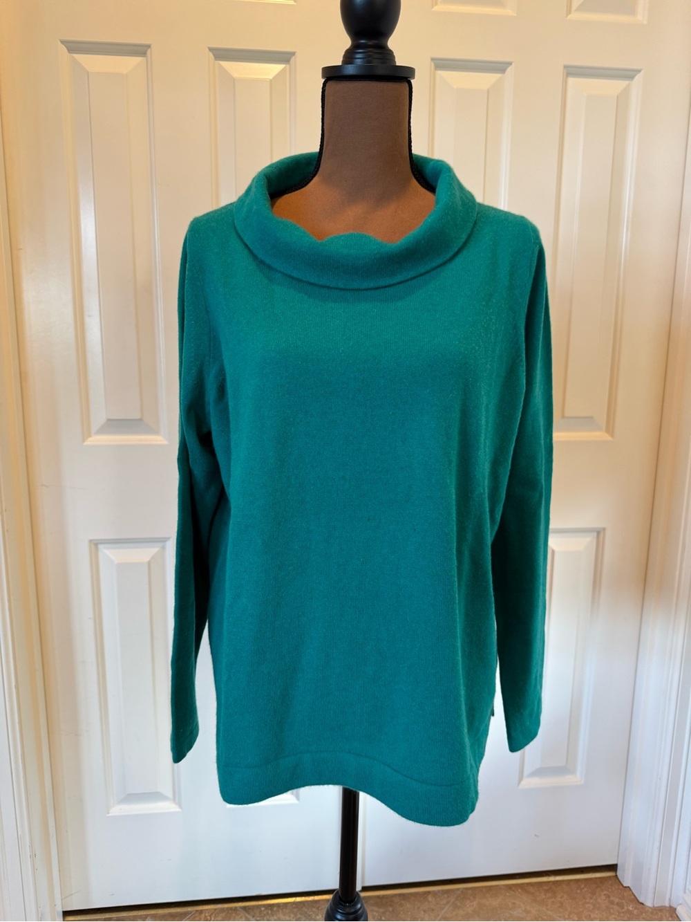 Pure Collection Teal Cowl Neck Cashmere-Blend Sweater